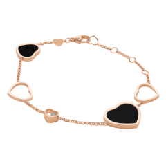 Chopard Happy Hearts Rose Gold Onyx Bracelet 857482-5021