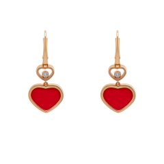 Chopard Happy Hearts Rose Gold Red Stone Earrings 837482-5810