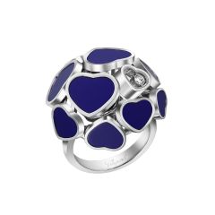 Chopard Happy Hearts White Gold Lapis Lazuli Diamond Ring Size 52 827482-1509