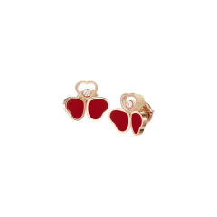 Chopard Happy Hearts Wings Rose Gold Red Stone Earrings 83A083-5801