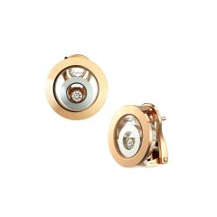 Chopard Happy Spirit White & Rose Gold Diamond Earclips 845405-9001