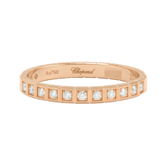 Chopard Ice Cube Mini Rose Gold Half-Set Diamond Ring Size 53 827702-5259