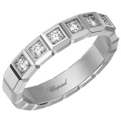 829834-1041 | Buy Online Chopard Ice Cube Pure White Gold Diamond Half-Set Ring Size 55