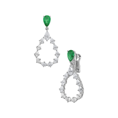 Chopard L'Heure du Diamant Drop White Gold Emerald Diamond Earrings 84A063-1401