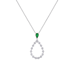 Chopard L'Heure du Diamant Drop White Gold Emerald Diamond Pendant 79A063-1401