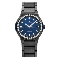 Hublot Classic Fusion Ceramic Blue Bracelet Diamonds 33mm 585.CM.7170.CM.1204