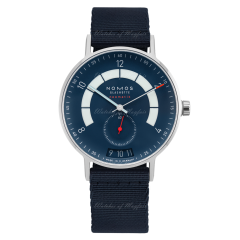 1302 | Nomos Autobahn Neomatik Date Midnight Blue Textile Automatic 41mm watch. Buy Online