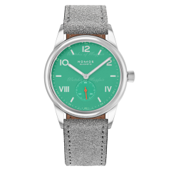 Nomos Club Campus 38 Electric Green Grey Velour Leather 726