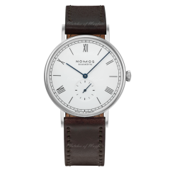 Nomos Ludwig 38 Enamel White Manual Brown Leather 236