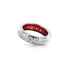 Pasquale Bruni Amore White Gold Red Enamel Diamond Ring Size 55 14994B