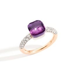 Pomellato Nudo Petit Rose and White Gold Amethyst Diamond Ring A.B704/O6B9OI