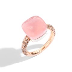 Pomellato Nudo Rose and White Gold Quartz Chalcedony Diamond Ring  PAB4010_O6000_BRCQR