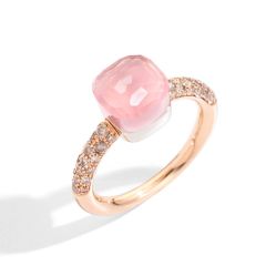 Pomellato Nudo Rose and White Gold Quartz Chalcedony Diamond Ring PAB7040_O6000_BRCQR