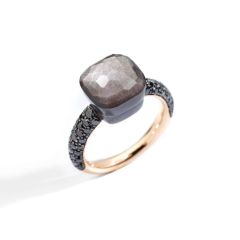 Pomellato Nudo Titanum and Rose Gold Obsidian Diamond Ring PAB9050_OT000_DBKOS