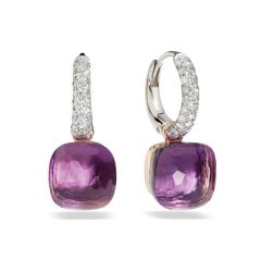 POB4010_O6000_DB0OI | Pomellato Nudo White Rose Gold Amethyst Diamond Earrings