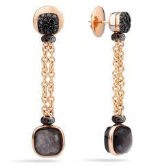 Pomellato Nudo White and Rose Gold Obsidian Diamond Earrings POB9050_O6000_DBKOS