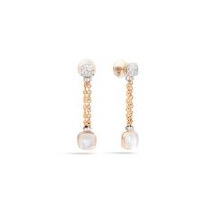 Pomellato Nudo White and Rose Gold Topaz Pearl Diamond Earrings POB9051_O6000_DB0VA