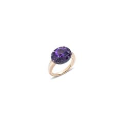 Pomellato Tabou Rose Gold Burnished Silver Amethyst Ring A.A908/A/O7OI