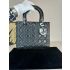 Dior Medium Lady Dior Black Cannage Lambskin Leather and Silver Hardware Handbag M0565PNGE_M900