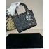 Dior Medium Lady Dior Black Cannage Lambskin Leather and Silver Hardware Handbag M0565PNGE_M900