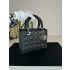 Dior Medium Lady Dior Black Cannage Lambskin Leather and Silver Hardware Handbag M0565PNGE_M900