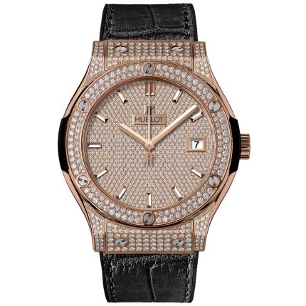 511.OX.9010.LR.1704 | Hublot Classic Fusion King Gold Full Pave 45 mm watch. Buy Online