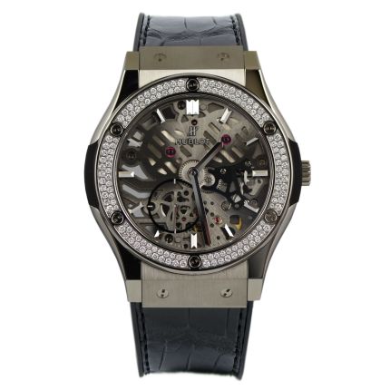 545.NX.0170.LR.1104 | Hublot Classic Fusion Ultra-Thin Skeleton Titanium Diamonds 42 mm watch. Buy Online