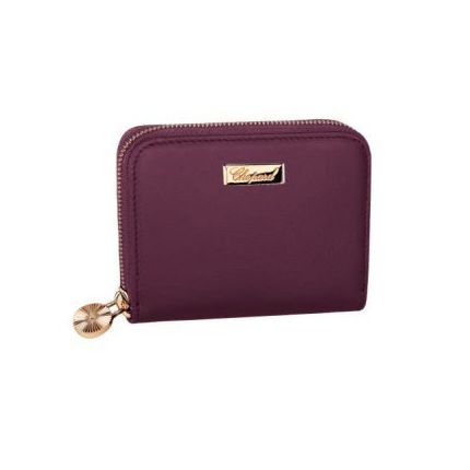95015-0398 | Chopard Happy Mini Wallet Cerise Caviare Printed Calfskin Leather