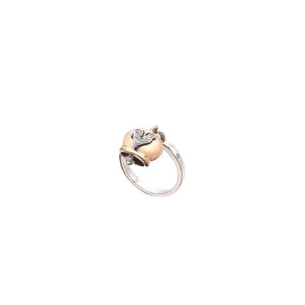 C.23897|Chantecler Campanelle White and Pink Gold Diamond Ring Size 53