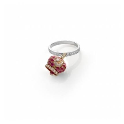 C.37722|Chantecler Campanelle Pink White Gold Diamond Ruby Ring Size 53