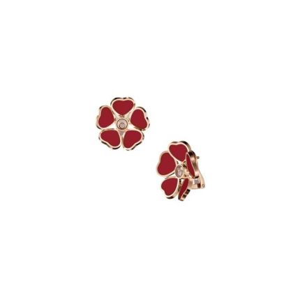 84A085-5811 Chopard Happy Diamonds Rose Gold Red Stone Diamond Earrings
