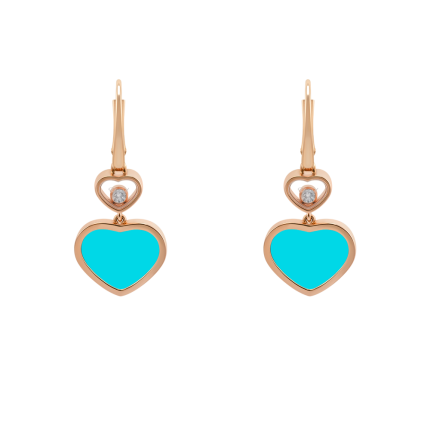 837482-5410 | Buy Chopard Happy Hearts Rose Gold Turquoise Earrings