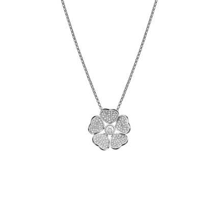 79A085-1901 | Chopard Happy Hearts Flowers White Gold Diamond Pendant