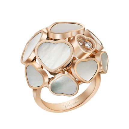 827482-5309 |Chopard Happy Hearts Rose Gold Pearl Diamond Ring Size 52