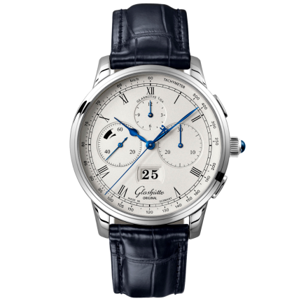 1-37-01-02-03-50 | Glashutte Original Senator Chronograph Panorama Date Platinum 42 mm watch. Buy Online