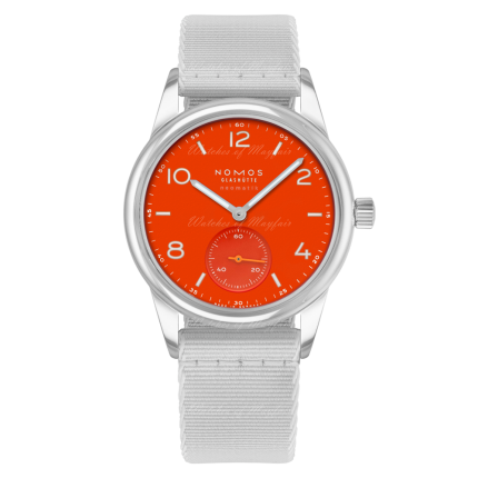 743 | Nomos Club Neomatik Siren Red Automatic Grey Textile 37 mm watch | Buy Now