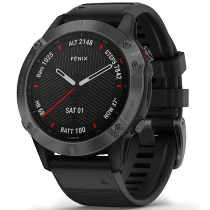 010-02158-11 | Garmin Fenix 6 Carbon Gray DLC with Black Band 47 mm watch | Buy Now