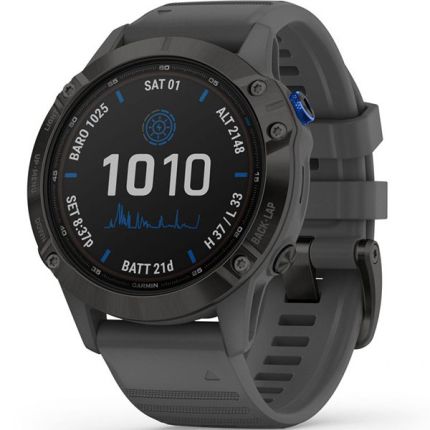 010-02410-11 | Garmin Fenix 6 Pro Solar Edition Black with Slate Gray Band 47 mm watch | Buy Now