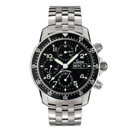 103.061 X66 | Sinn 130 St Sa Instrument Chronographs Black Dial  Fine Link Bracelet 41mm watch. Buy Online