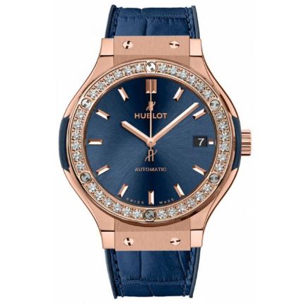 565.OX.7180.LR.1204 | Hublot Classic Fusion King Gold Blue Diamonds 38 mm watch. Buy Online