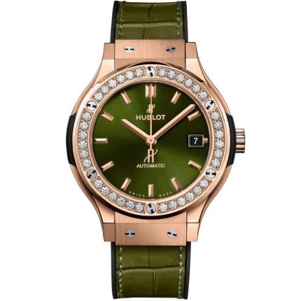 565.OX.8980.LR.1204 | Hublot Classic Fusion King Gold Green Diamonds 38 mm watch. Buy Online