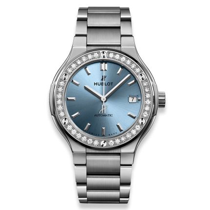 568.NX.891L.NX.1204 | Hublot Classic Fusion Titanium Light Blue Bracelet 38mm watch. Buy Online