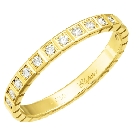 827702-0259 | Buy Online Chopard Ice Cube Yellow Gold Diamond Half-Set Ring Size 53