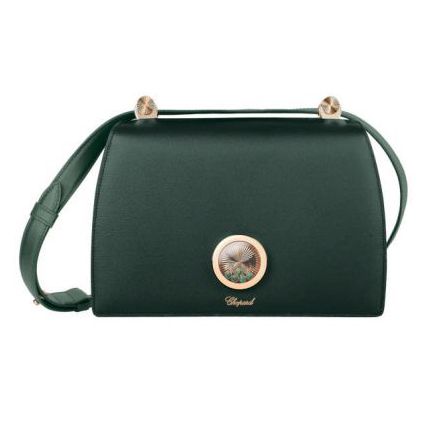 95000-0802 | Chopard Happy Shoulder Bag Green Caviare Printed Calfskin Leather