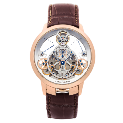 1TPAR.S01A.C125A| Arnold & Son Time Pyramid 18K Red gold case, brown alligator leather strap watch. Buy Online