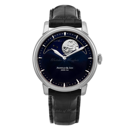 1GLAS.U02A.C122S | Arnold & Son HM Perpetual Moon Stainless steel case, black alligator leather strap watch. Buy Online