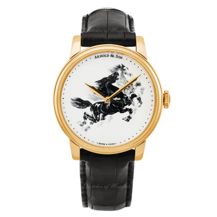 1LCAP.W03A.C111A | Arnold & Son HM Horses Set 18K Rose gold case, black alligator leather strap watch set. Buy Online