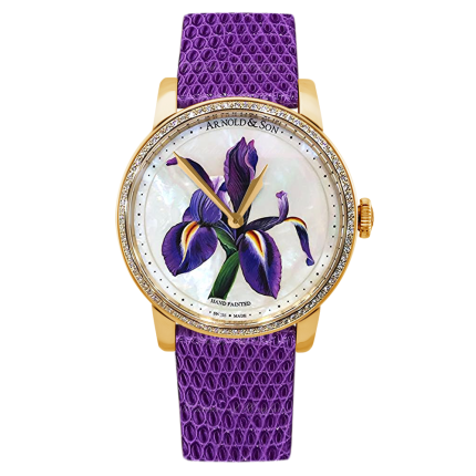 1LCMP.M03A.L512A | Arnold & Son HM Flowers 18K Rose gold case, purple lizard leather strap watch. Limited edition: 8 pieces. Buy Online