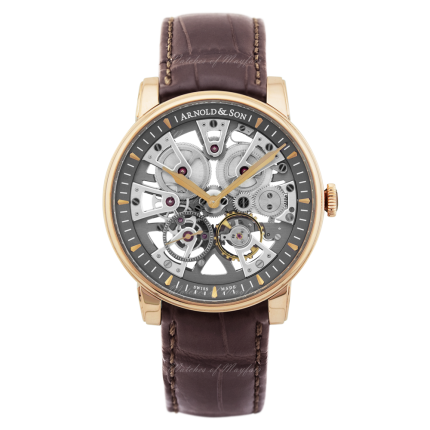 1NEAR.S01A.D135A | Arnold & Son Nebula 18K Red gold case, brown alligator leather strap watch. Buy Online