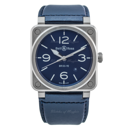 BR0392-BLU-ST/SCA | Bell & Ross Br 03-92 Blue Steel 42 mm watch. Buy Online